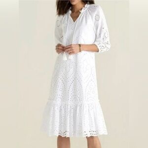 Soft Surroundings "City of Gardens" eyelet white midi dress size large